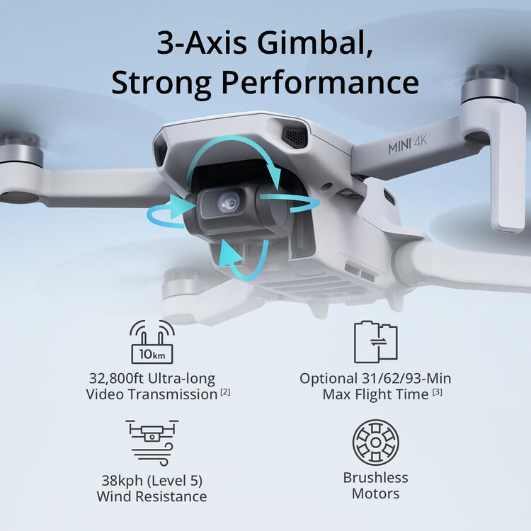 DJI Mini 4K Fly More Combo Drone Under 249g 31-Min Max Flight Time