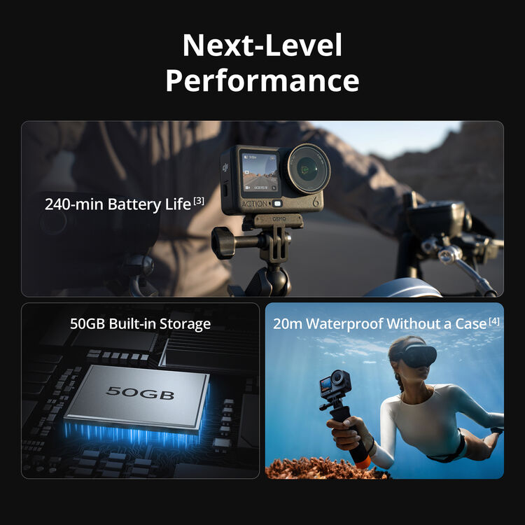 Osmo Action 6 Adventure Combo Action Camera 8K for Extended Outdoor Filming