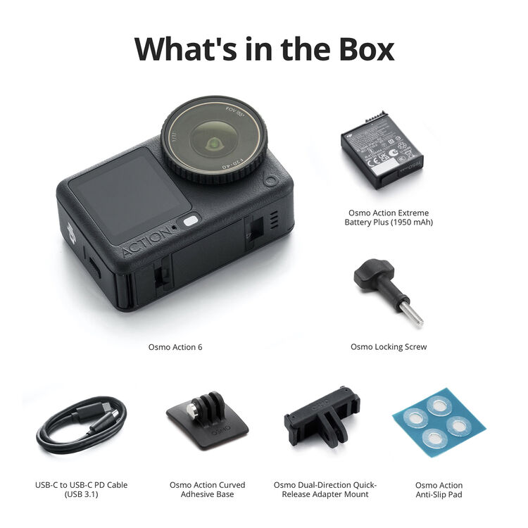 DJI Osmo Action 6 Standard Combo contents