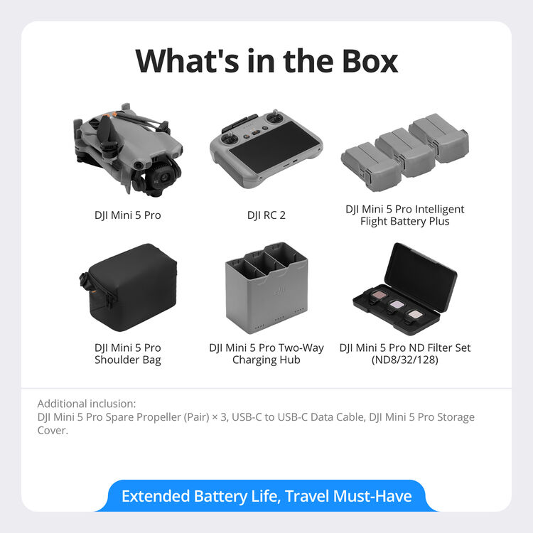 DJI Mini 5 Pro Drone Fly More Combo Plus with DJI RC2 Remote
