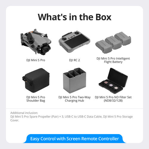 DJI Mini 5 Pro Drone Fly More Combo with RC2 Controller