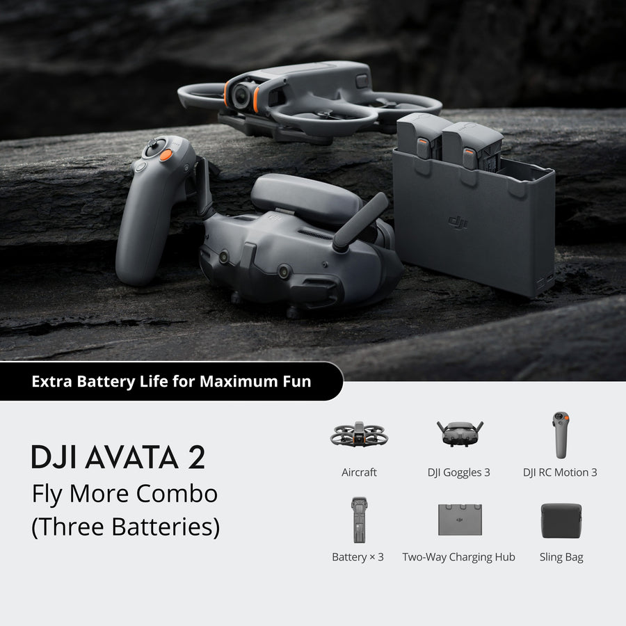 DJI Avata 2 Fly More Combo (3 Batteries) | FPV Drone with Goggles 3 and RC Motion 3