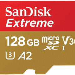 SanDisk Extreme microSDXC Card 128GB UHS-1 C10 U3 V30 4K A2