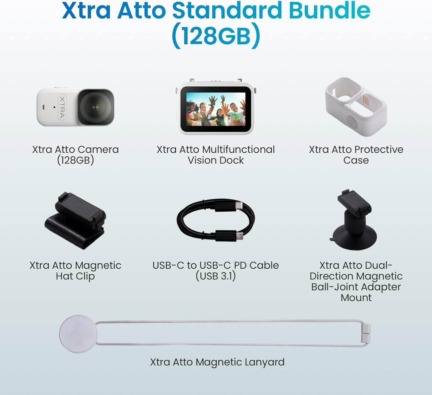 XTRA Atto Wearable 4K Action Camera (128GB) 4K/60fps Video