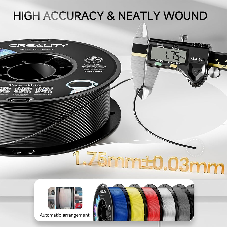 Creality ABS Filament 1.75mm Grey 3D Printer Filaments, 1kg(2.2lbs) – Image 3 | DroneNerds