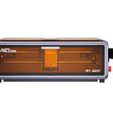 Creality Falcon A1 Pro 20W laser engraver front view with orange enclosure window, emergency stop button and side touchscreen