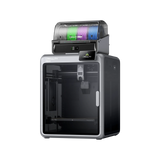 Creality K2 Pro 3D printer with a CFS filament unit on top holding green, purple and blue spools