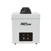 Creality Falcon desktop smoke purifier in white, front view with black intake nozzle on top and flow and on/off buttons