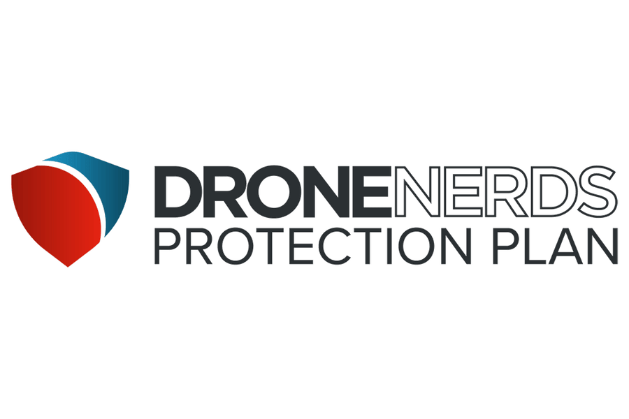 DroneNerds Protection Plan logo with a red and blue shield icon on a white background
