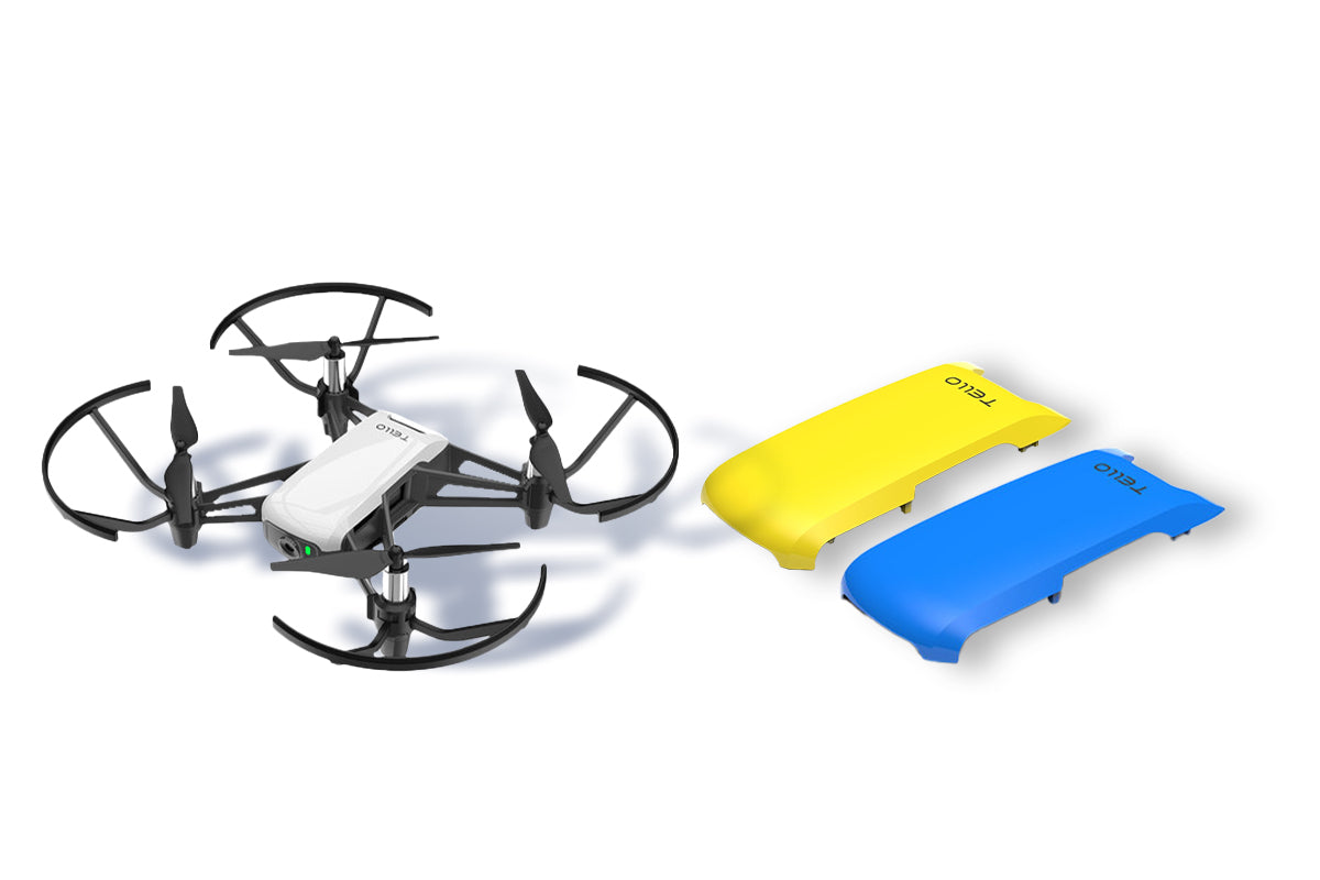 Powered By DJI Tello Minidrone Quadcopter with Yellow & Blue Covers